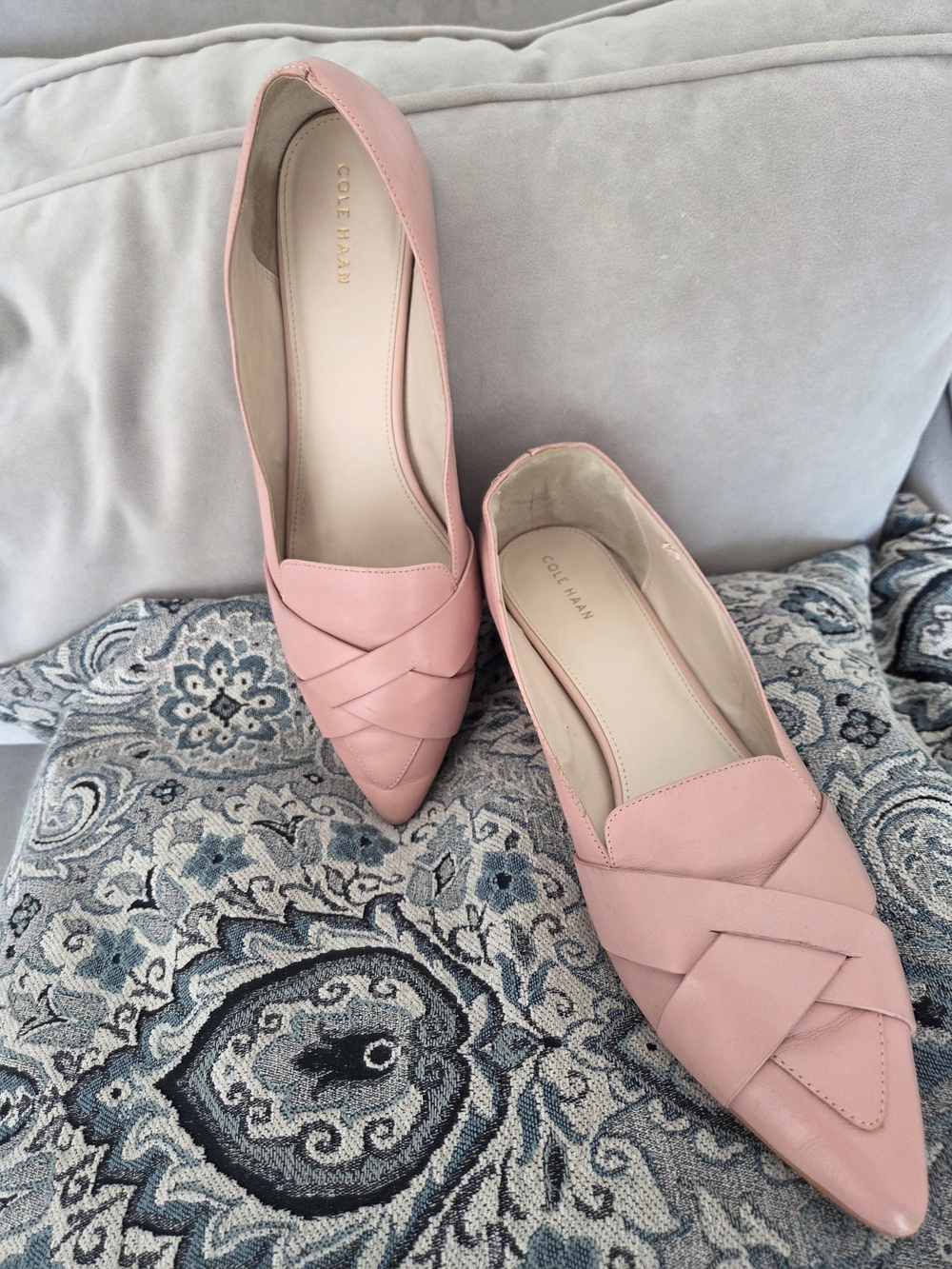 Cole Haan Women's Pink Pointed Toe Leather Flats